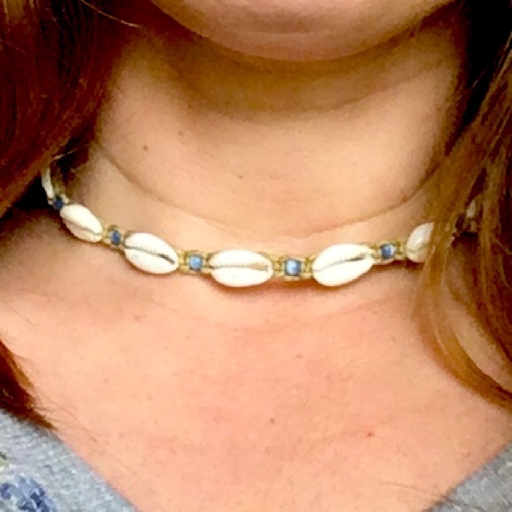 Authentic Cowrie Shell Choker - Handmade Beach Jewelry